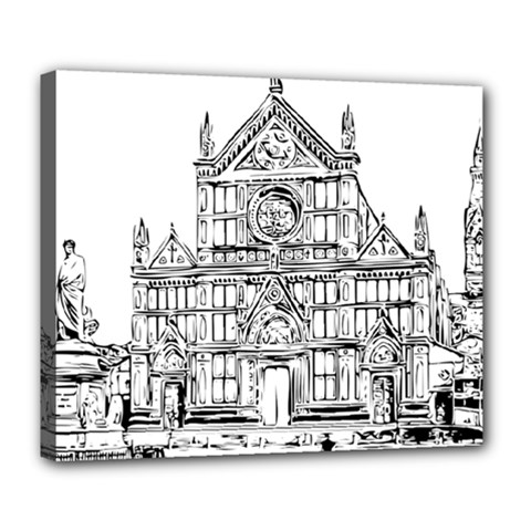 Line Art Architecture Church Italy Deluxe Canvas 24  X 20   by Sapixe