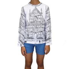 Line Art Architecture Church Italy Kids  Long Sleeve Swimwear by Sapixe