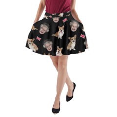 Queen Elizabeth s Corgis Pattern A-line Pocket Skirt by Valentinaart