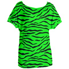 Bright Neon Green And Black Tiger Stripes  Women s Oversized Tee by PodArtist