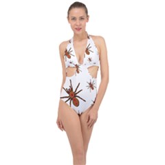 Nature Insect Natural Wildlife Halter Front Plunge Swimsuit by Sapixe