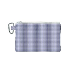 Usa Flag Blue And White Gingham Checked Canvas Cosmetic Bag (small) by PodArtist