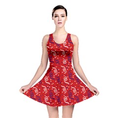 Red White And Blue Usa/uk/france Colored Party Streamers Reversible Skater Dress by PodArtist