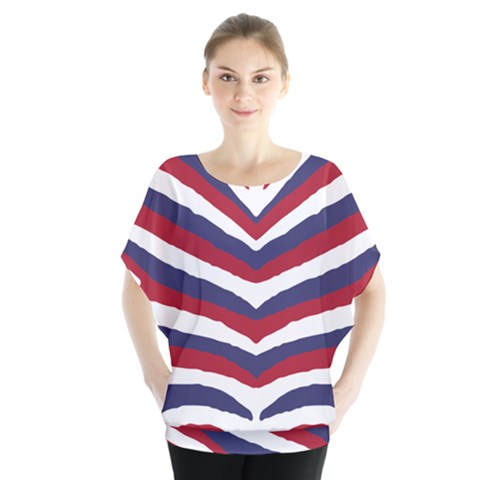 Us United States Red White And Blue American Zebra Strip Blouse by PodArtist