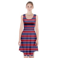 Large Red White And Blue Usa Memorial Day Holiday Pinstripe Racerback Midi Dress by PodArtist