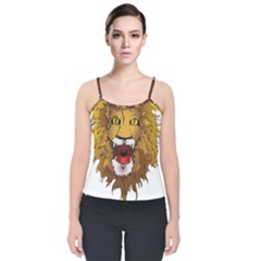 Lion Animal Roar Lion S Mane Comic Velvet Spaghetti Strap Top by Sapixe