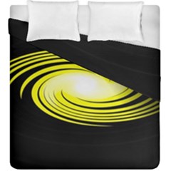 Fractal Swirl Yellow Black Whirl Duvet Cover Double Side (king Size) by Sapixe