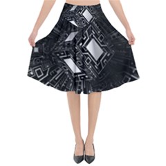 Technoid Future Robot Science Flared Midi Skirt by Sapixe