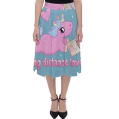 Long Distance Lover - Cute Unicorn Folding Skater Skirt by Valentinaart