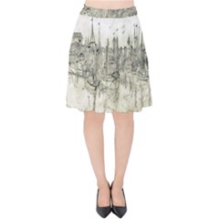 Pencil Drawing Drawing Port Velvet High Waist Skirt by Sapixe