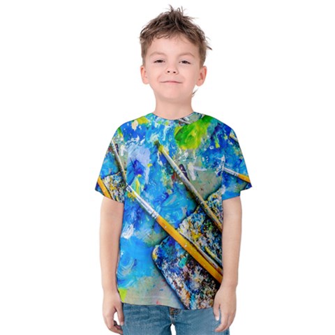 Artist Palette And Brushes Kids  Cotton Tee by FunnyCow