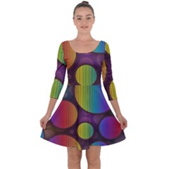 Background Colorful Abstract Circle Quarter Sleeve Skater Dress by Nexatart