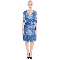 Blue Fractal Abstract Spiral Wrap Up Cocktail Dress by Nexatart