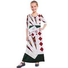 Poker Hands   Royal Flush Diamonds Kids  Quarter Sleeve Maxi Dress by FunnyCow