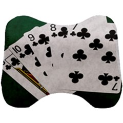 Poker Hands   Straight Flush Clubs Head Support Cushion by FunnyCow