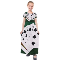 Poker Hands   Straight Flush Clubs Kids  Short Sleeve Maxi Dress by FunnyCow