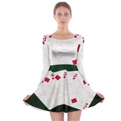 Poker Hands   Straight Flush Diamonds Long Sleeve Skater Dress by FunnyCow