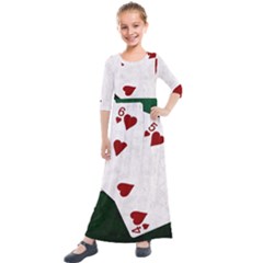 Poker Hands Straight Flush Hearts Kids  Quarter Sleeve Maxi Dress by FunnyCow