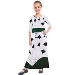 Poker Hands Straight Flush Spades Kids  Quarter Sleeve Maxi Dress by FunnyCow