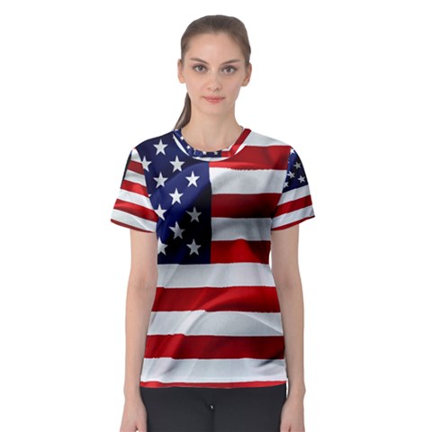 American Usa Flag Women s Sport Mesh Tee by FunnyCow