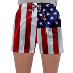 American Usa Flag Vertical Sleepwear Shorts by FunnyCow