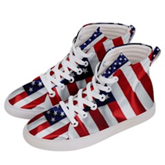 American Usa Flag Vertical Women s Hi-top Skate Sneakers by FunnyCow