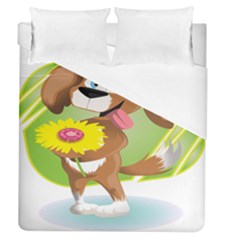 Dog Character Animal Flower Cute Duvet Cover (queen Size) by Sapixe