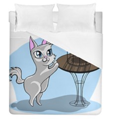 Cat Bird Cage Hunt Hunting Pet Duvet Cover (queen Size) by Sapixe