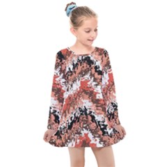 Watercolor Native Zig Zags Kids  Long Sleeve Dress by flipstylezfashionsLLC