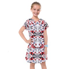 Creative Geometric Red And Black Design Kids  Drop Waist Dress by flipstylezfashionsLLC