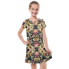 Beautiful Seamless Brown Tropical Flower Design  Kids  Cross Web Dress by flipstylezfashionsLLC