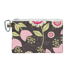 Flowers Wallpaper Floral Decoration Canvas Cosmetic Bag (medium) by Nexatart