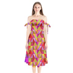 Geometric Shoulder Tie Bardot Midi Dress by luizavictorya72