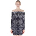 Pattern Op Art Black White Grey Long Sleeve Off Shoulder Dress View1