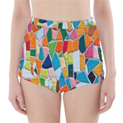 Mosaic Tiles Pattern Texture High-waisted Bikini Bottoms by Nexatart