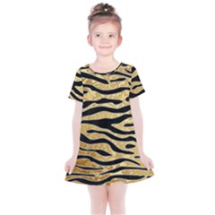 Golden Vector Embossed Golden Black Zebra Stripes Kids  Simple Cotton Dress by flipstylezfashionsLLC