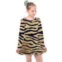 Golden vector embossed golden black zebra stripes Kids  Long Sleeve Dress View1