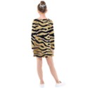 Golden vector embossed golden black zebra stripes Kids  Long Sleeve Dress View2