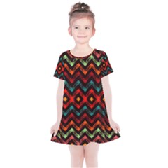 Seamless Native Zigzags By Flipstylez Designs Kids  Simple Cotton Dress by flipstylezfashionsLLC