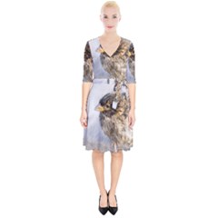 Funny Wet Sparrow Bird Wrap Up Cocktail Dress by FunnyCow