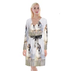 Do Not Mess With Sparrows Long Sleeve Velvet Front Wrap Dress by FunnyCow