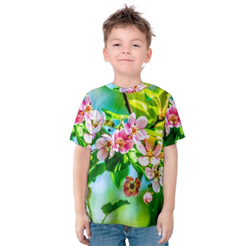 Crab Apple Flowers Kids  Cotton Tee by FunnyCow