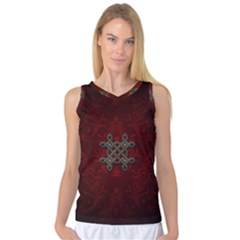 Decorative Celtic Knot On Dark Vintage Background Women s Basketball Tank Top by FantasyWorld7