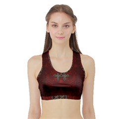 Decorative Celtic Knot On Dark Vintage Background Sports Bra With Border by FantasyWorld7