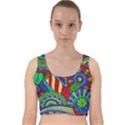 Pop Art Paisley Flowers Ornaments Multicolored 2 Velvet Racer Back Crop Top View1