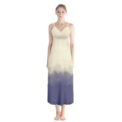 Cloudy Foggy Forest With Pine Trees Button Up Chiffon Maxi Dress by genx