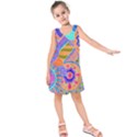 Pop Art Paisley Flowers Ornaments Multicolored 3 Kids  Sleeveless Dress View1