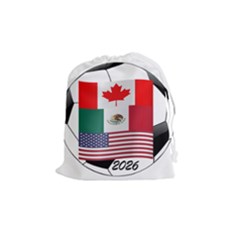 United Football Championship Hosting 2026 Soccer Ball Logo Canada Mexico Usa Drawstring Pouches (medium)  by yoursparklingshop