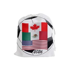 United Football Championship Hosting 2026 Soccer Ball Logo Canada Mexico Usa Drawstring Pouches (large)  by yoursparklingshop