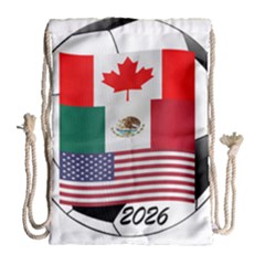 United Football Championship Hosting 2026 Soccer Ball Logo Canada Mexico Usa Drawstring Bag (large) by yoursparklingshop